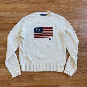 Polo Ralph Lauren Cotton Flag Crewneck Sweater Women's Large
